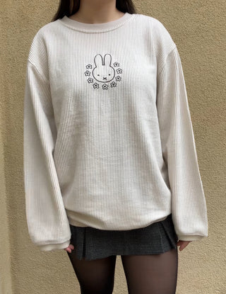 Flower Bunny Corded Crewneck PREORDER