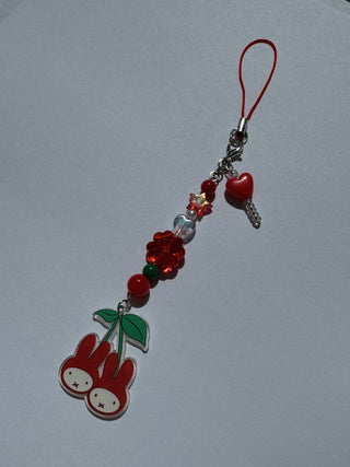 Cherry Bunny Beaded Keychain
