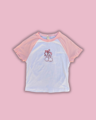 Coquette Cherry Bunny Baseball Baby Tee PREORDER