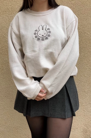 Flower Bunny Corded Crewneck PREORDER