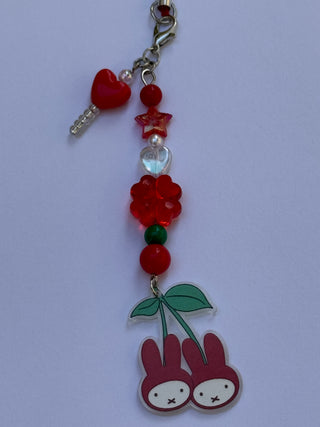 Cherry Bunny Beaded Keychain