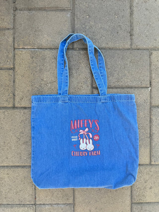 Denim Bow Bunny Tote Bag PREORDER